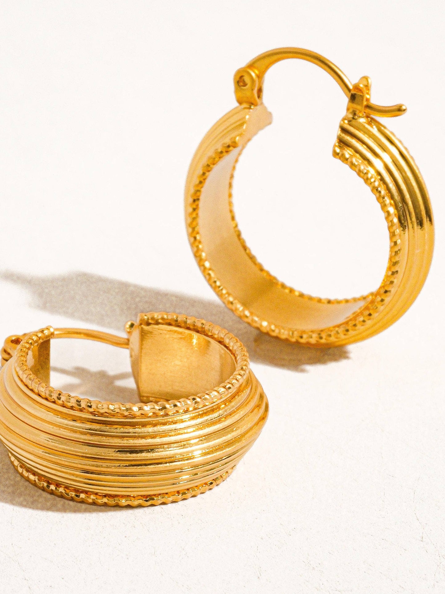Gold Ridged Mini Hoop