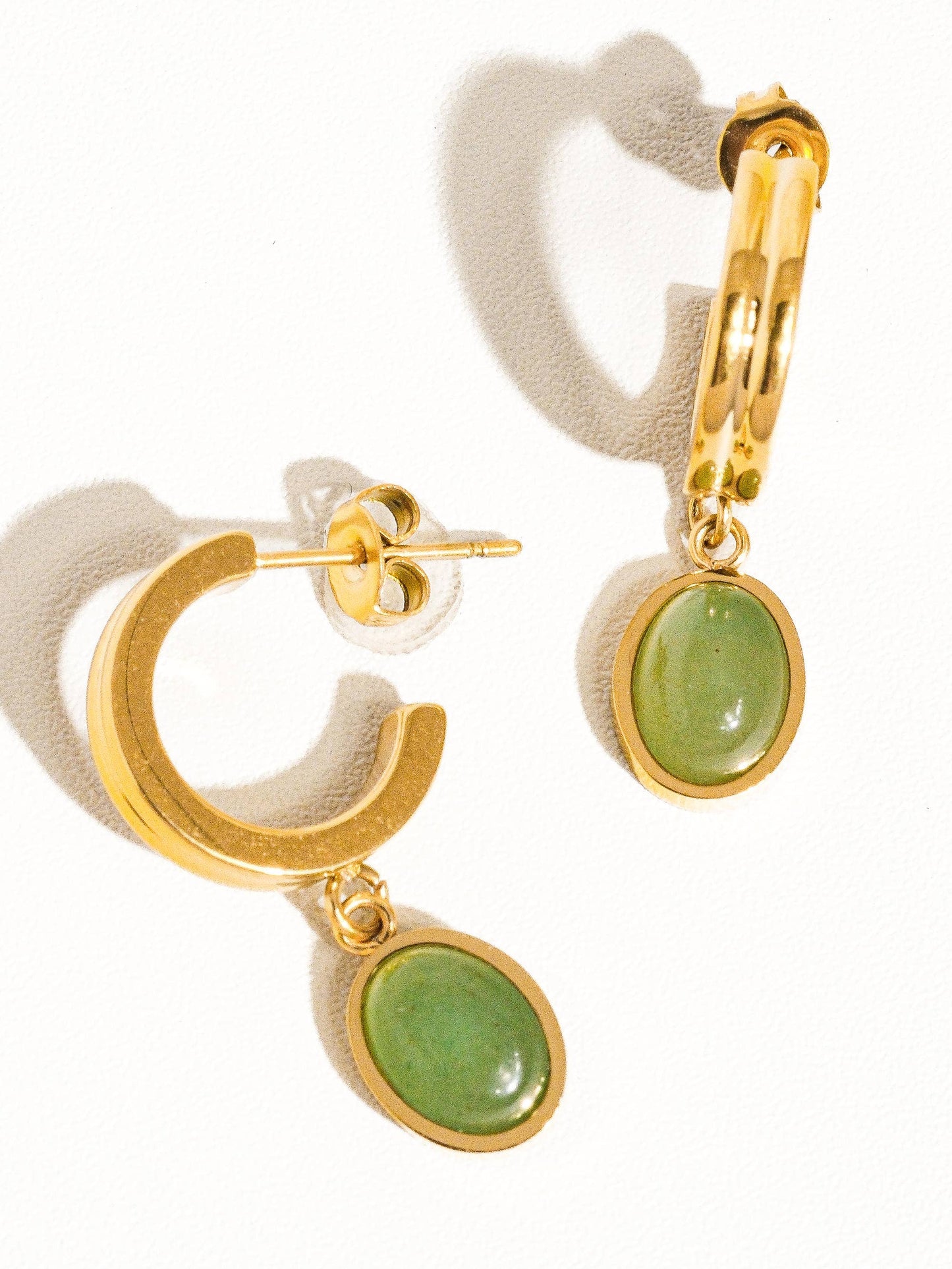 Sage Cabochon Mini Hoops