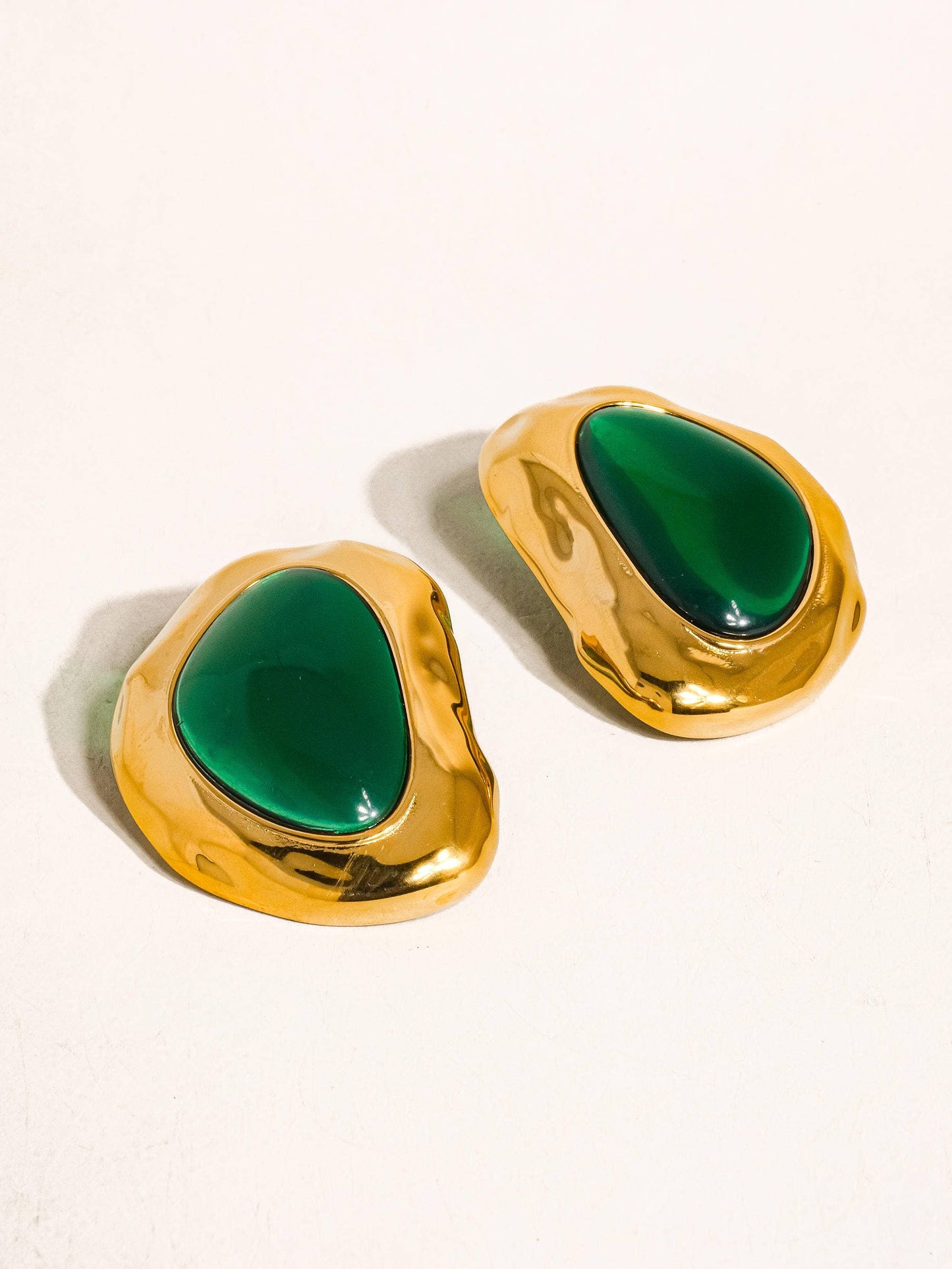 Green and Gold Sculptural Earrings