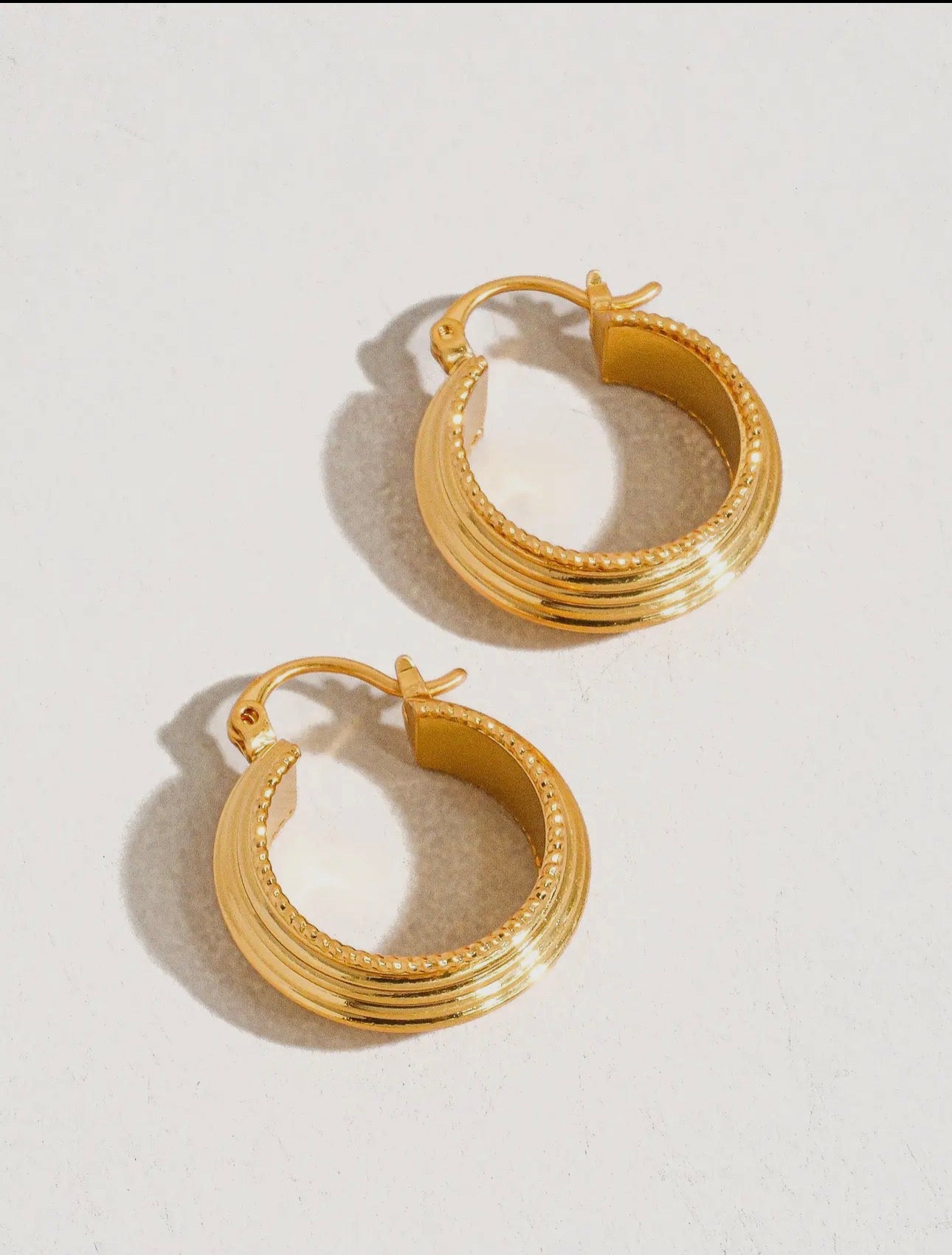 Gold Ridged Mini Hoop
