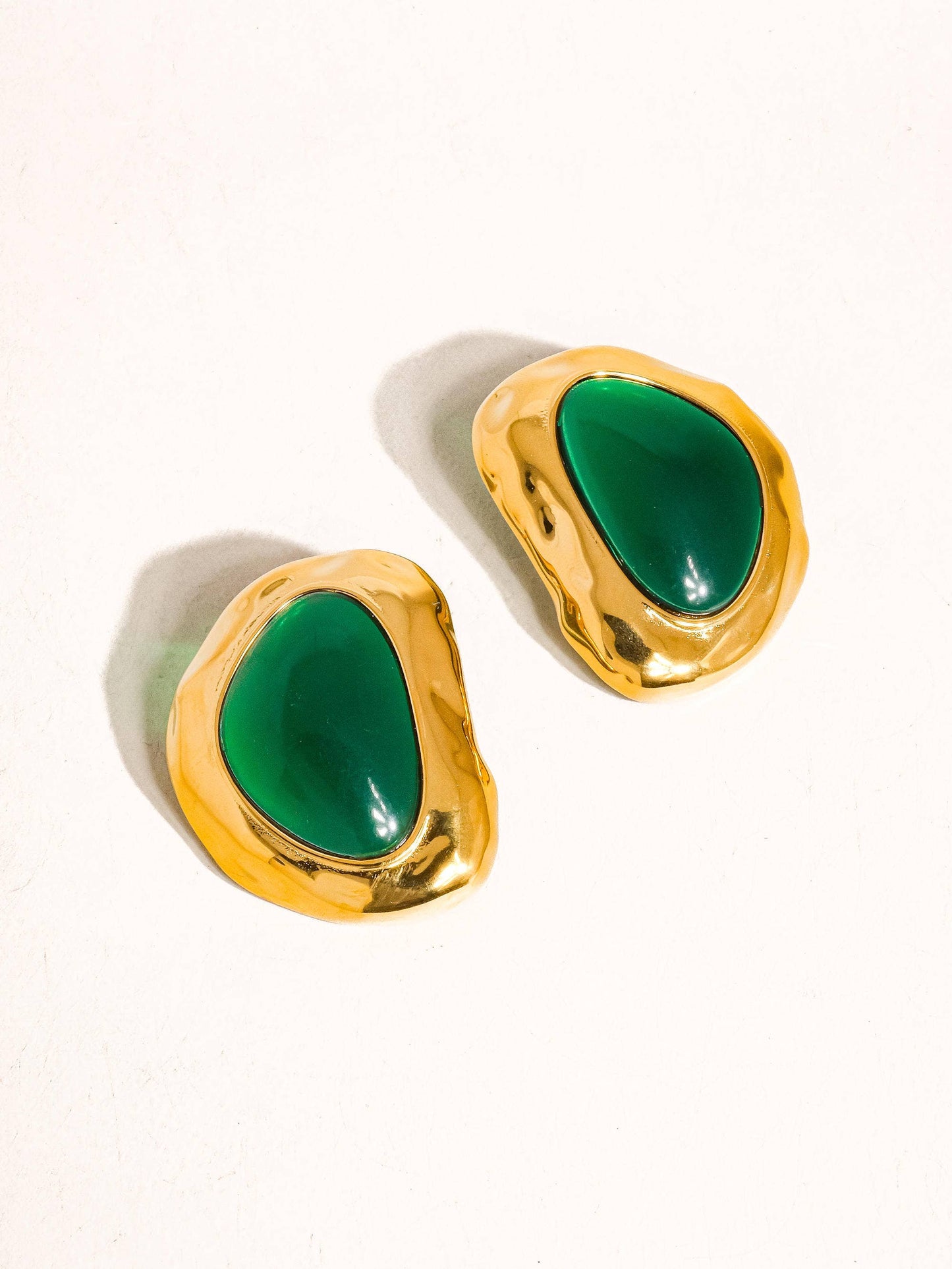 Green and Gold Sculptural Earrings
