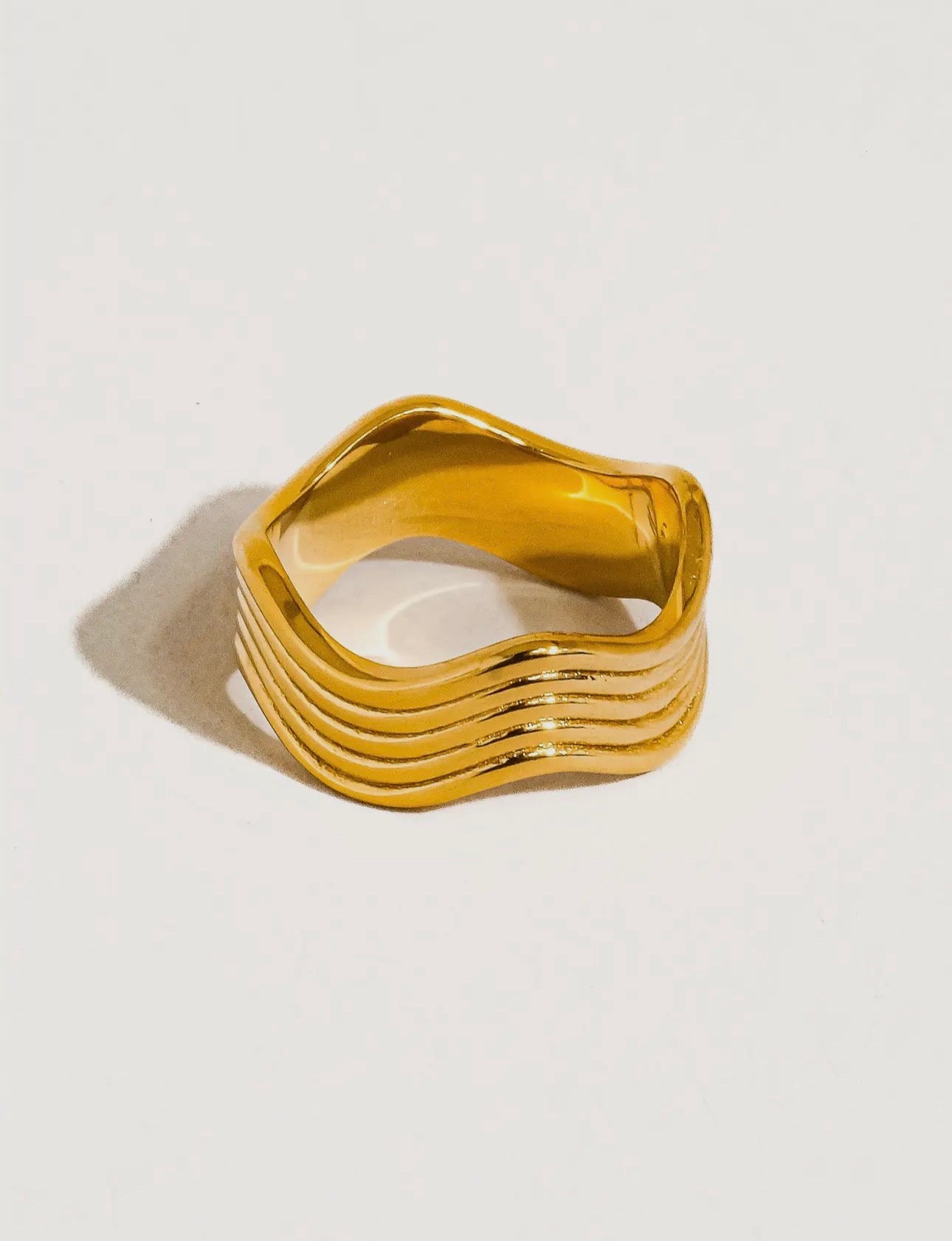 Bold Stacked Wave Band Ring