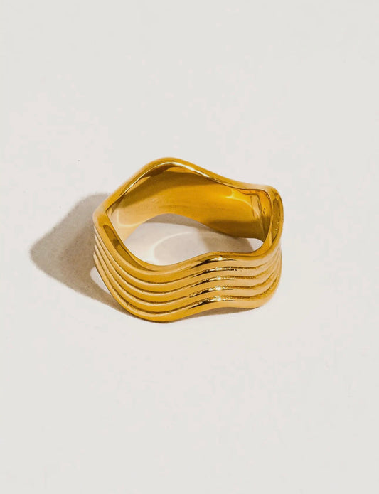 Bold Stacked Wave Band Ring