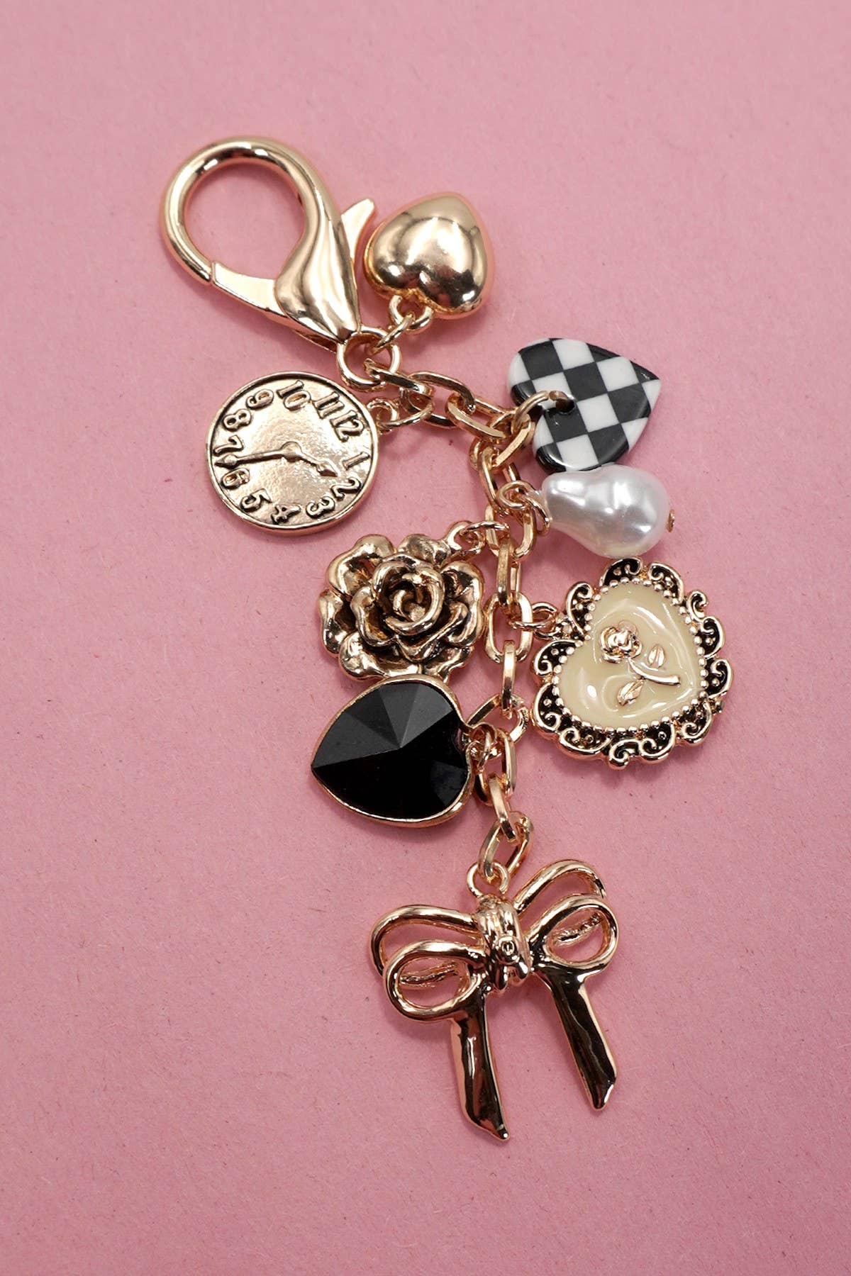 Classic Chic Heart & Flower Bag Charm and Keychain