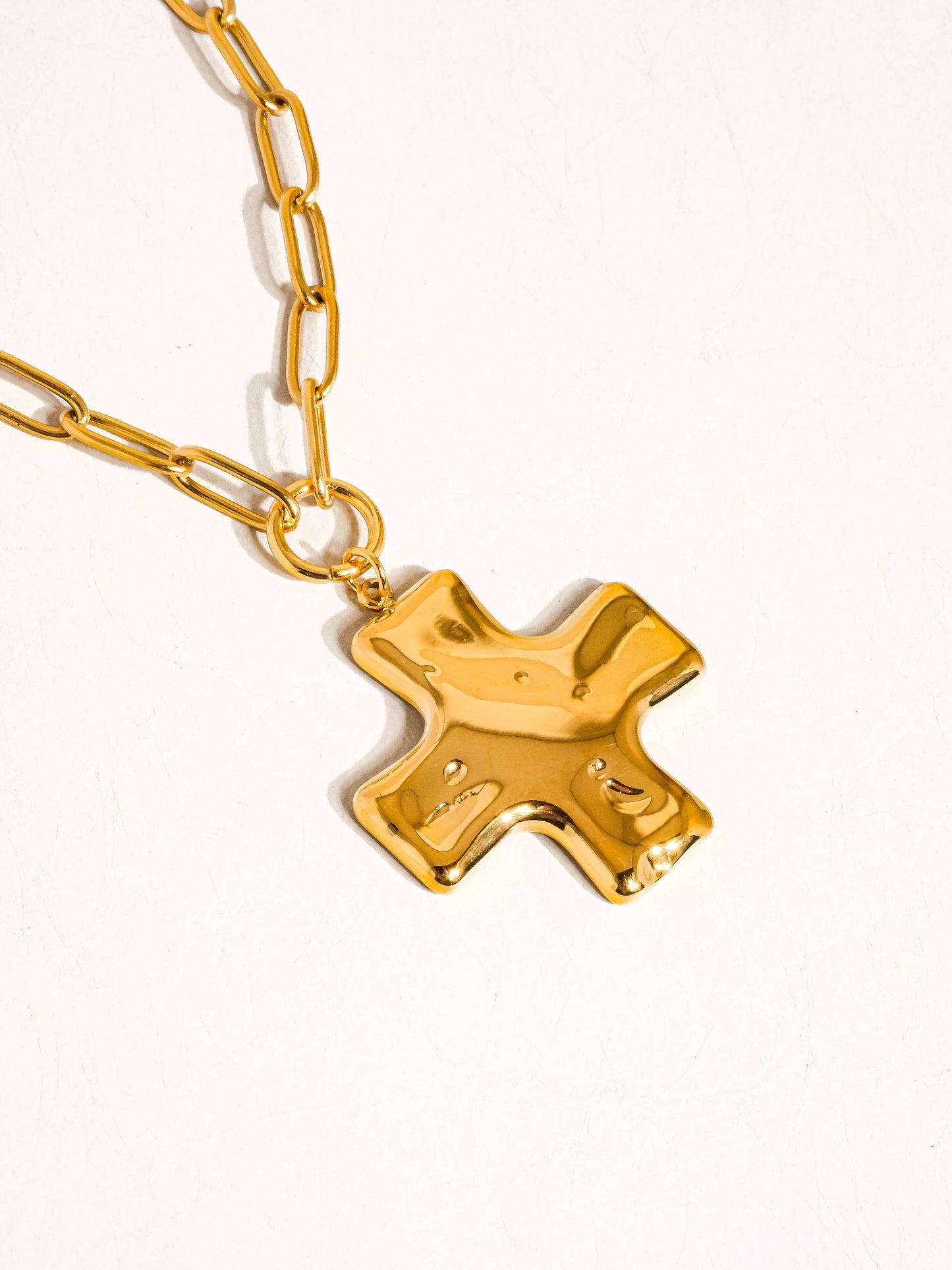 Hammered Cross Chain Necklace