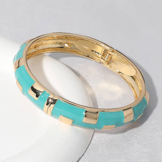Geometric Enamel Hinged Bracelet