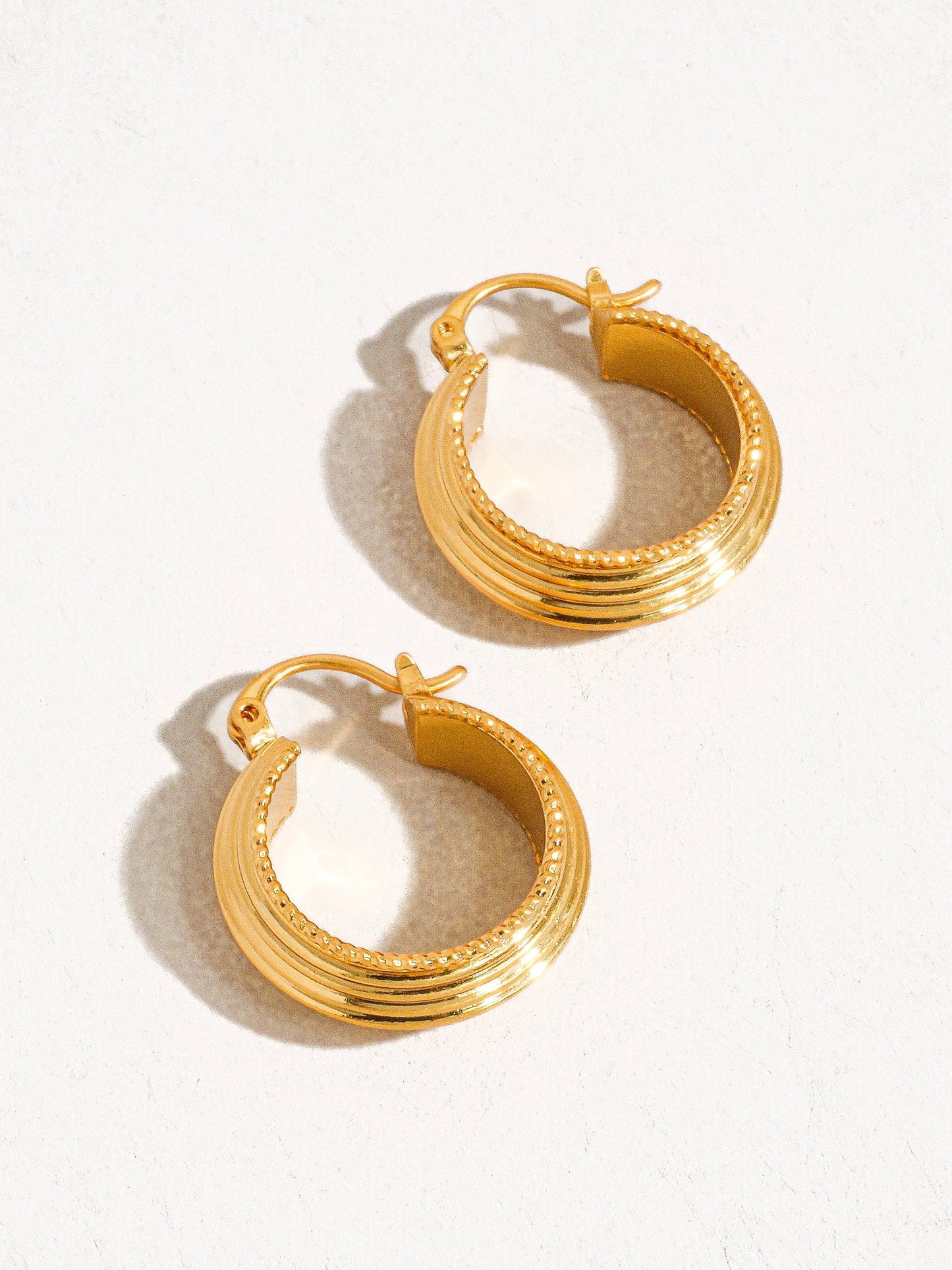 Gold Ridged Mini Hoop
