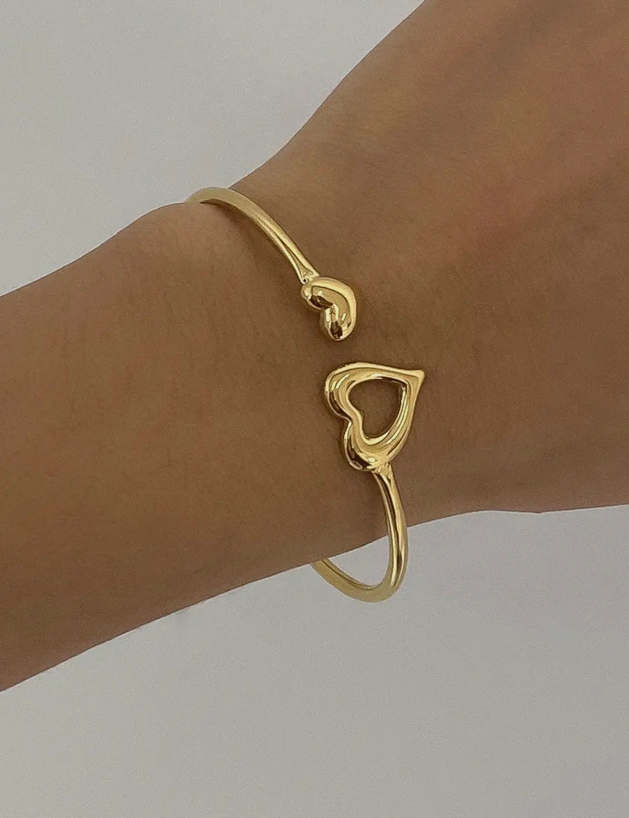 Twin Heart Open Bangle