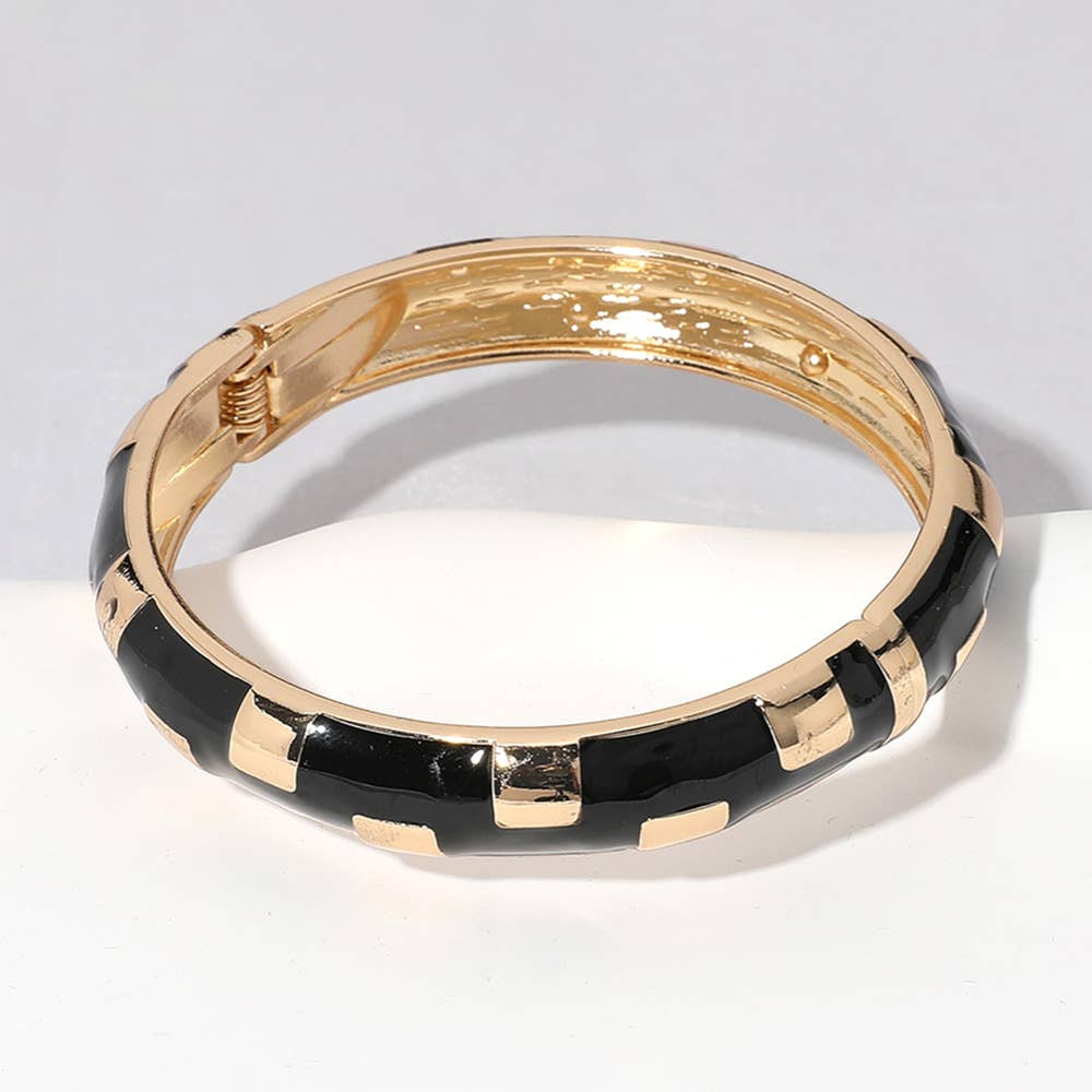 Geometric Enamel Hinged Bracelet