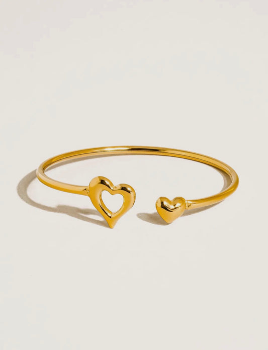 Twin Heart Open Bangle