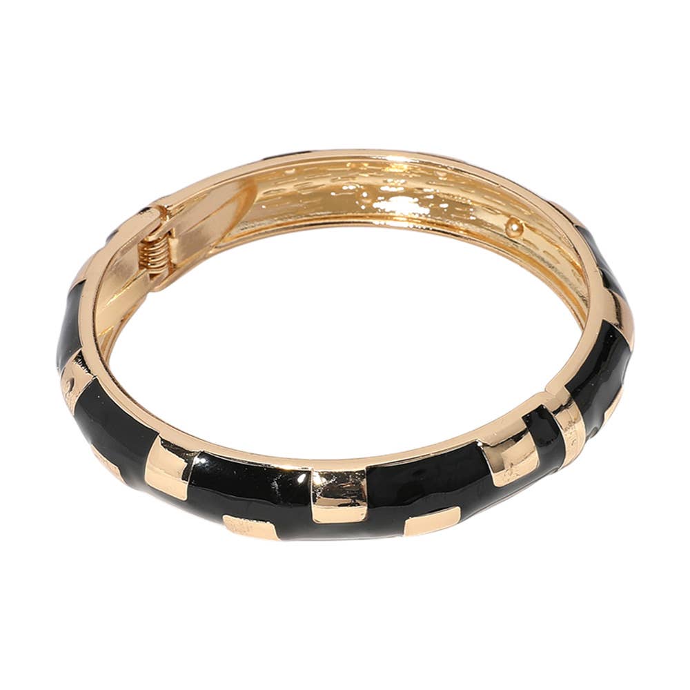 Geometric Enamel Hinged Bracelet