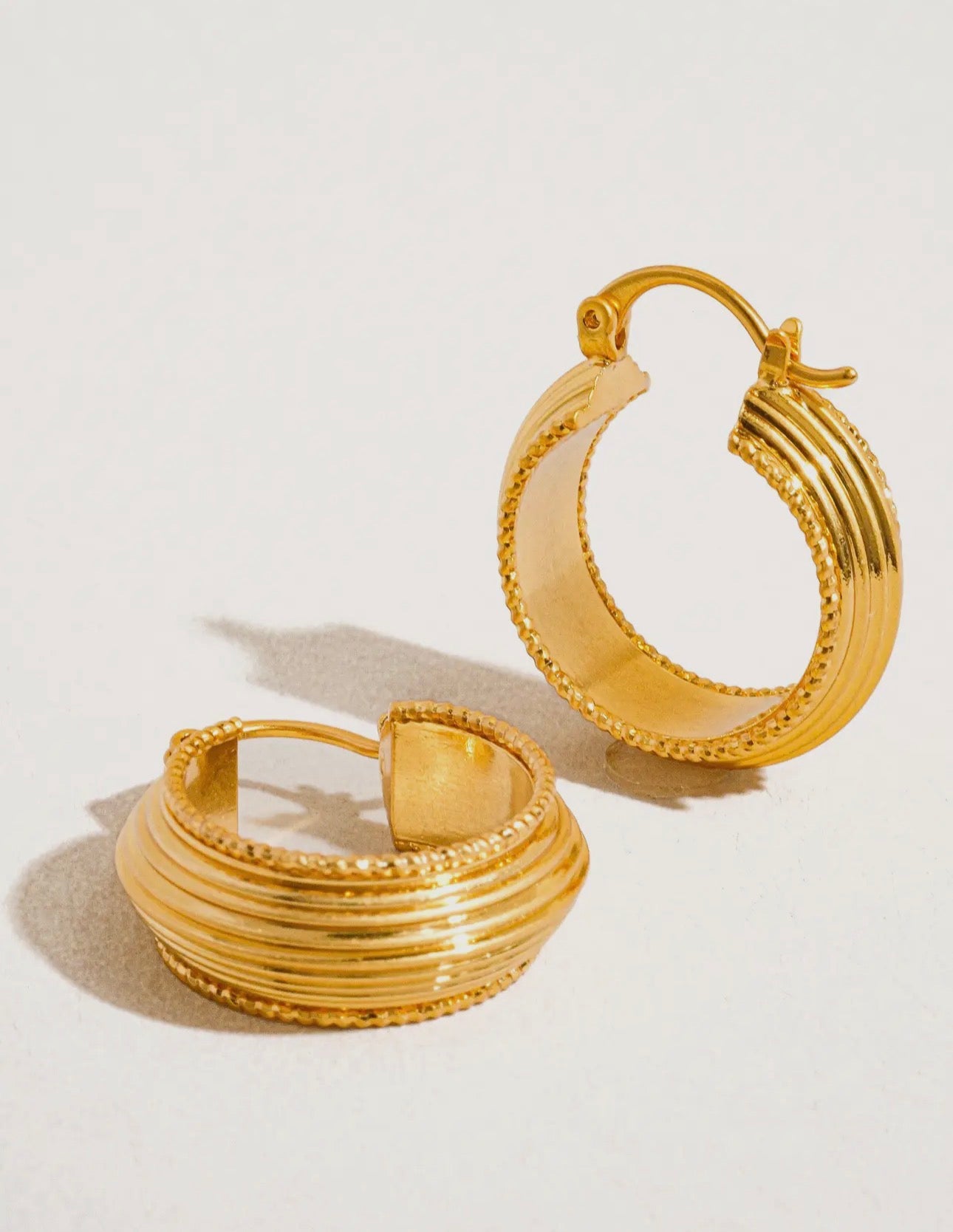 Gold Ridged Mini Hoop