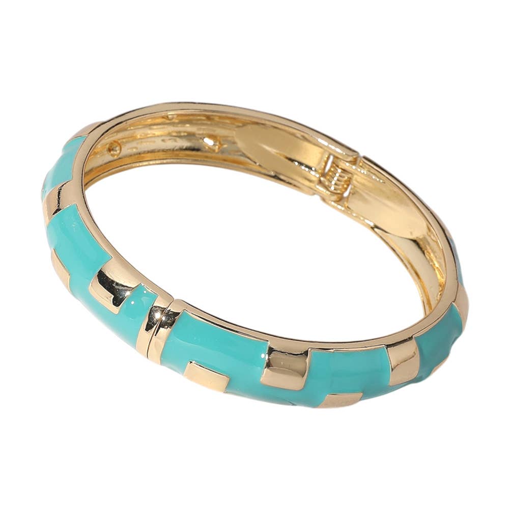 Geometric Enamel Hinged Bracelet