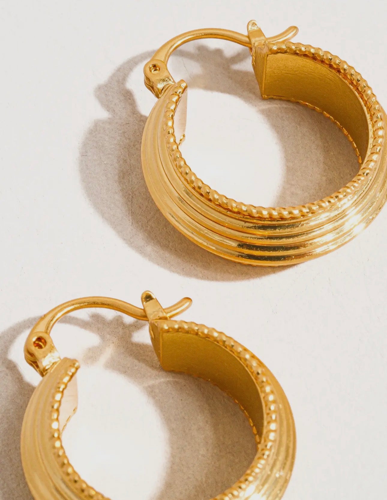 Gold Ridged Mini Hoop