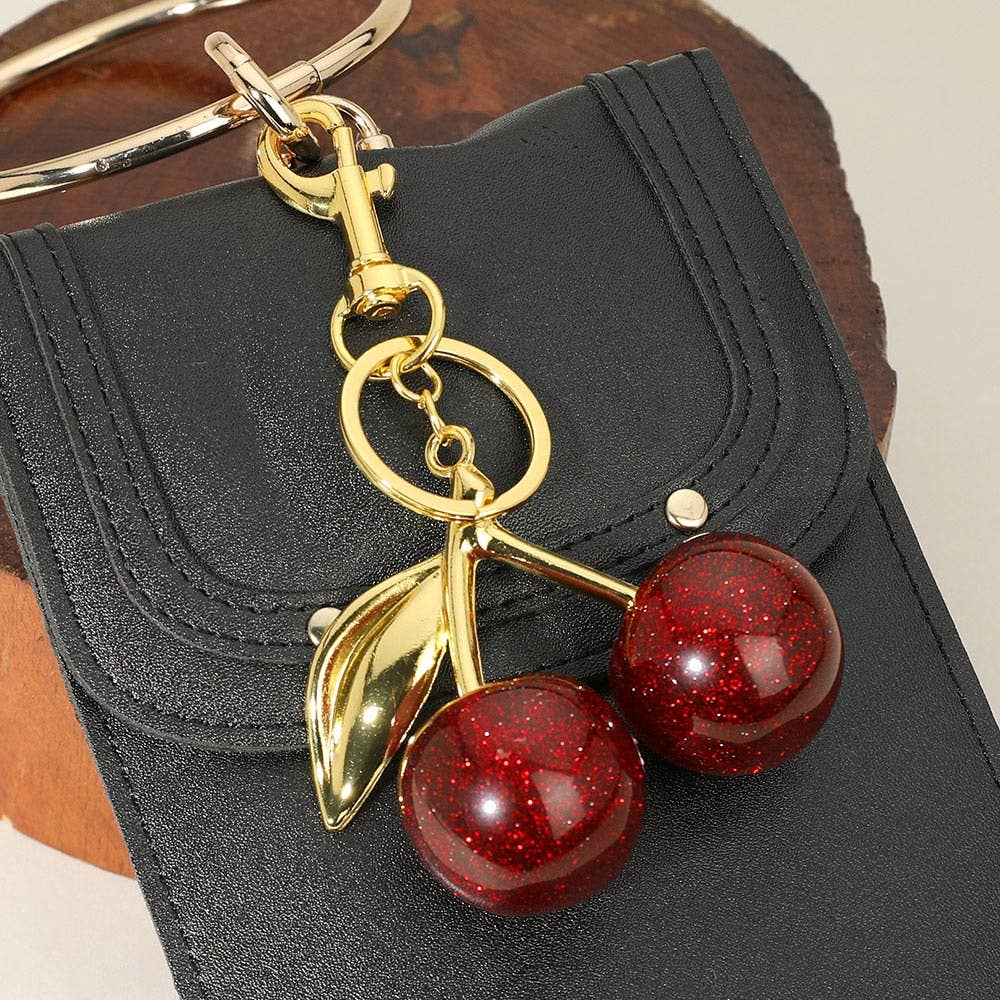 Elegant Cherry Bag Charm & Keychain
