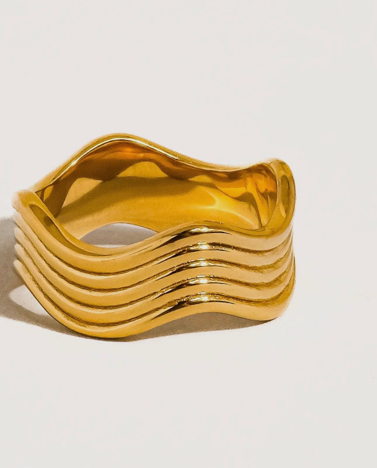 Bold Stacked Wave Band Ring