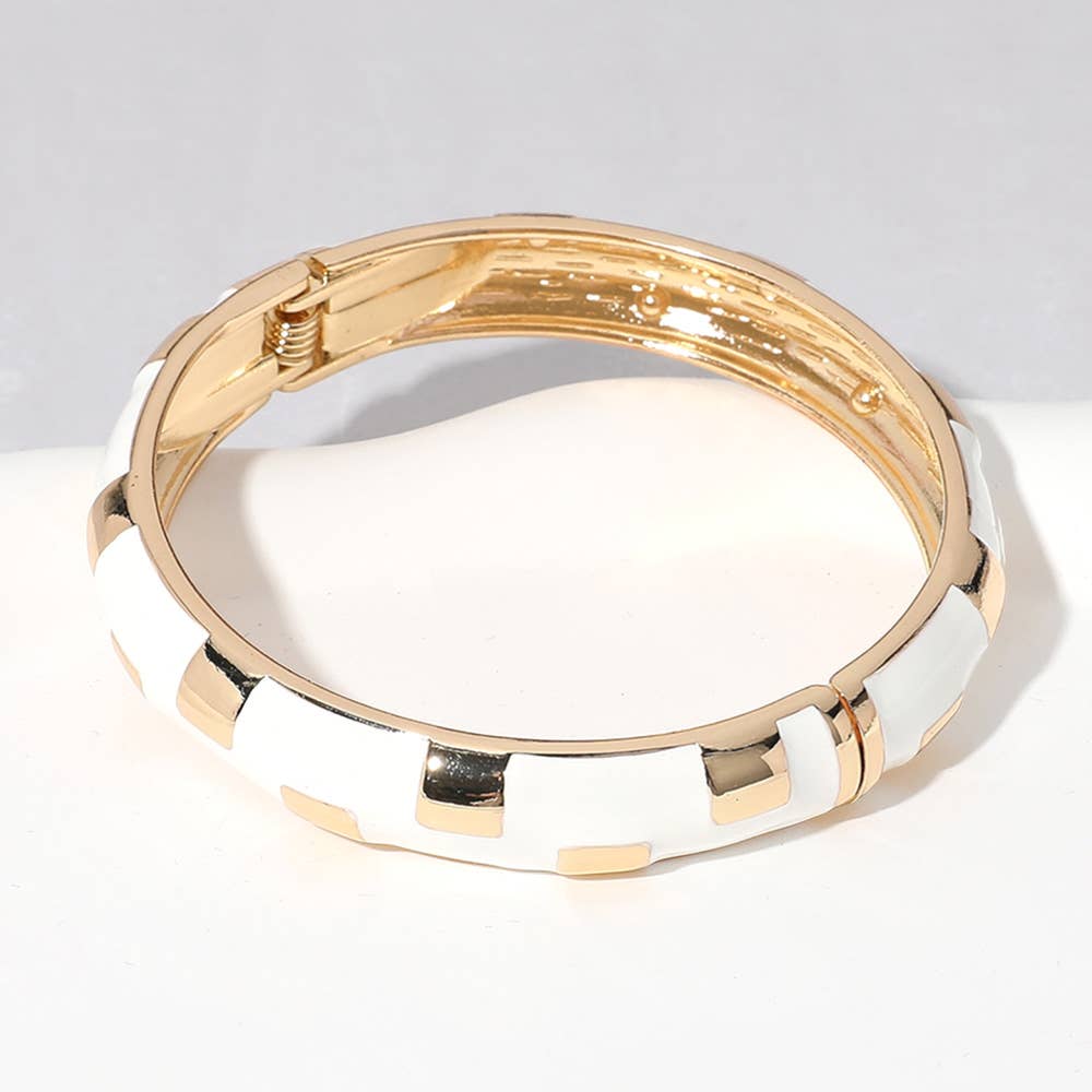 Geometric Enamel Hinged Bracelet