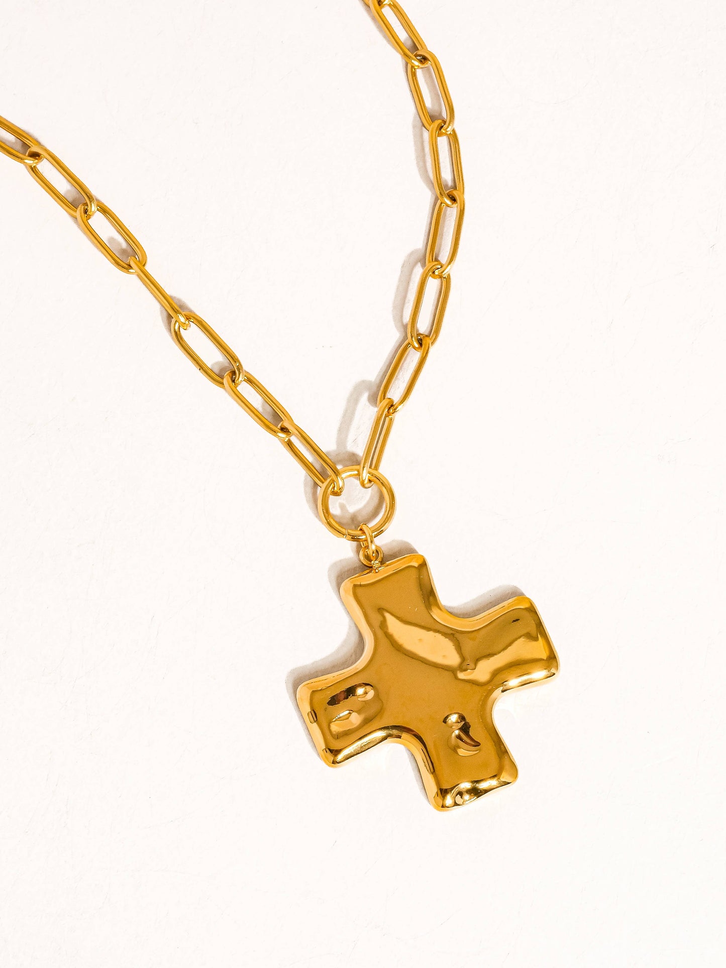 Hammered Cross Chain Necklace