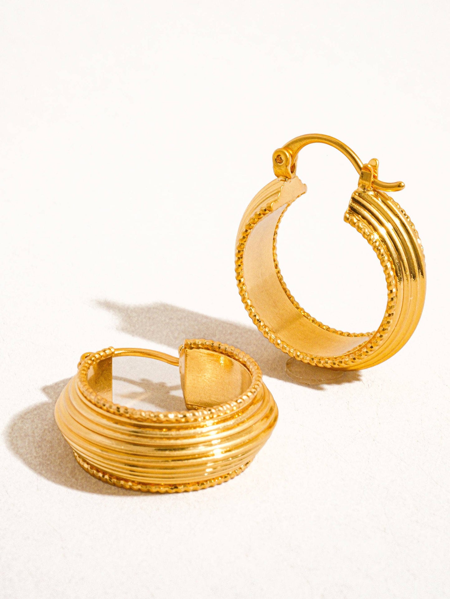 Gold Ridged Mini Hoop