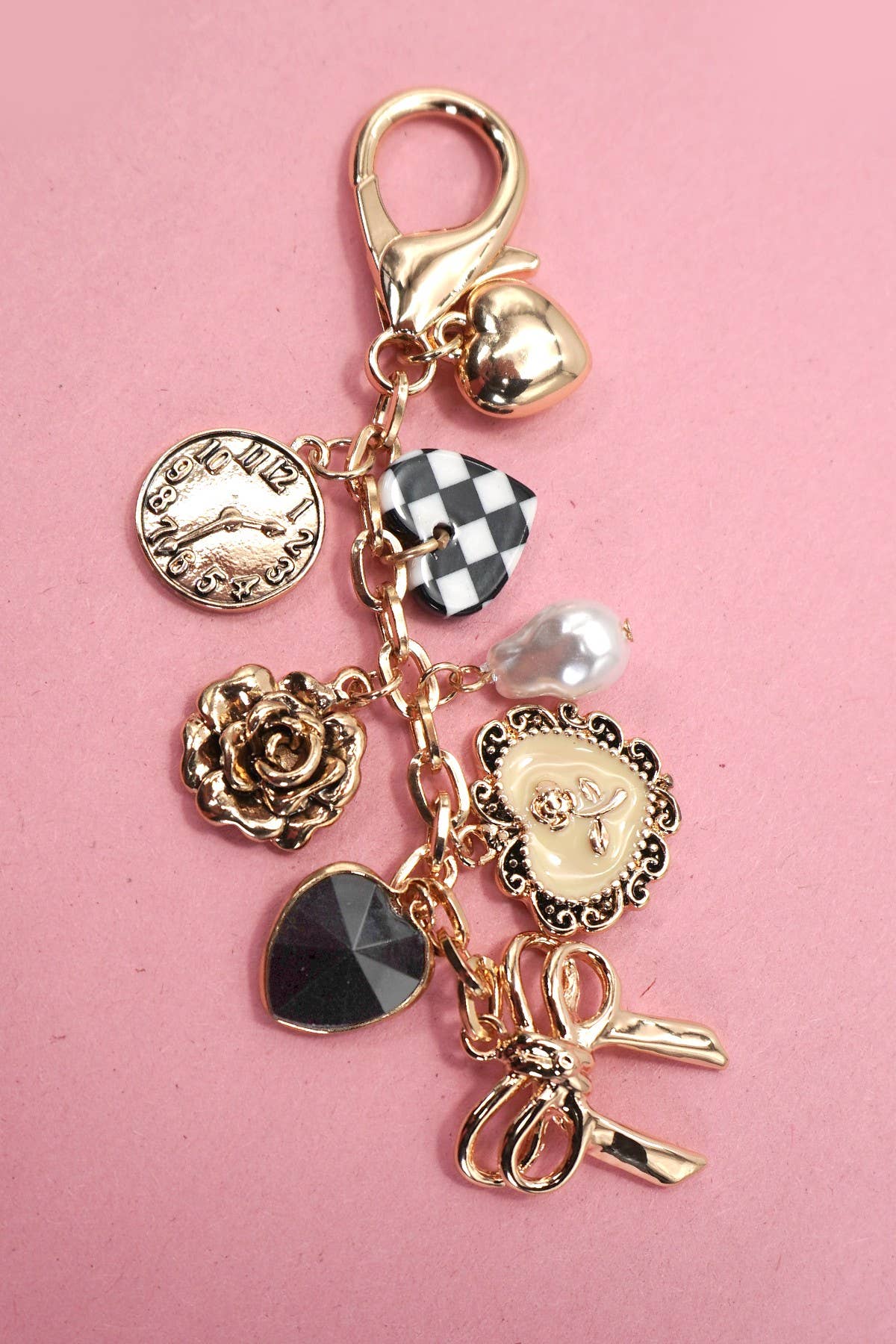 Classic Chic Heart & Flower Bag Charm and Keychain